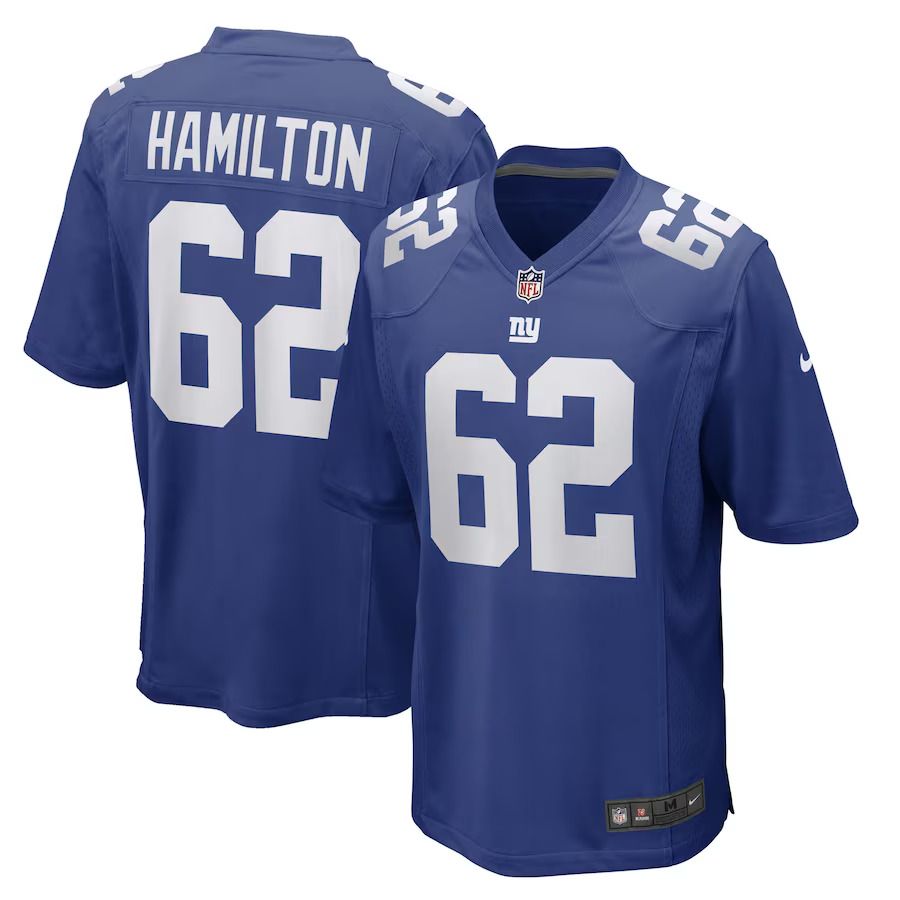 Men New York Giants 62 Devery Hamilton Nike Royal Game Player NFL Jersey